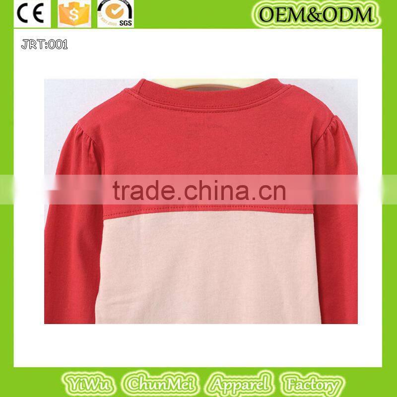 2015 new cartoon 100%cotton t-shirt long sleeve tee Winter children's T-shirt Red long sleeve tee kid printed t shirt