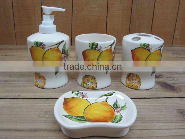 Factory direct sale white ceramic teapot with lemon decal