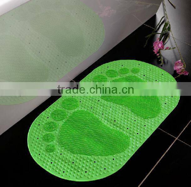 Transparent pvc foot shape bathtub mats with suction cup