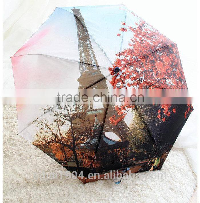 black handle auto open digital print umbrella