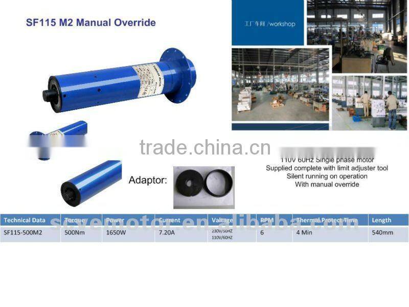 115mm tubular motor 500Nm with manual for rolling shutter/automatic door opener