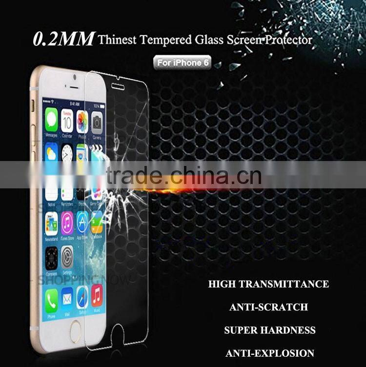 Shenzhen Manufacturer Factory price 0.2mm Full Screen Cover 9H Hardness for apple iPhone 6 tempered glass screen protector
