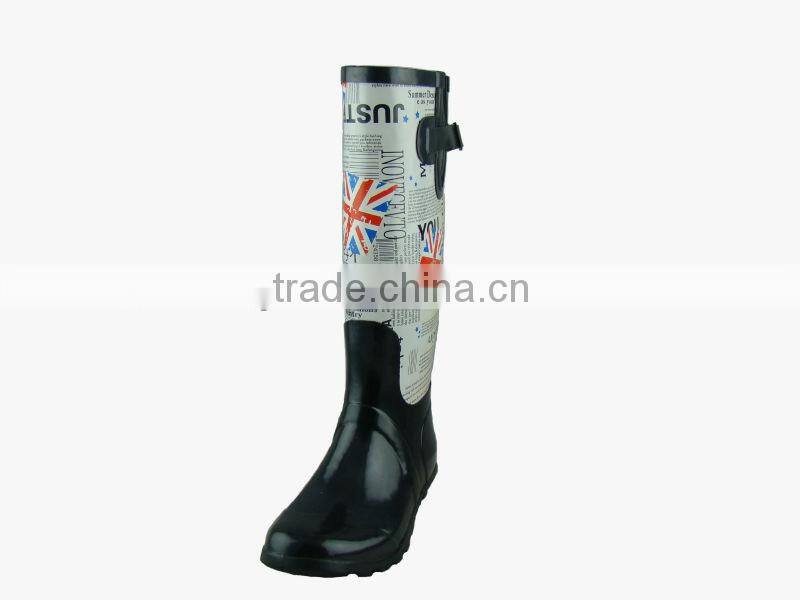 English alphabet women natural rubber rain boots