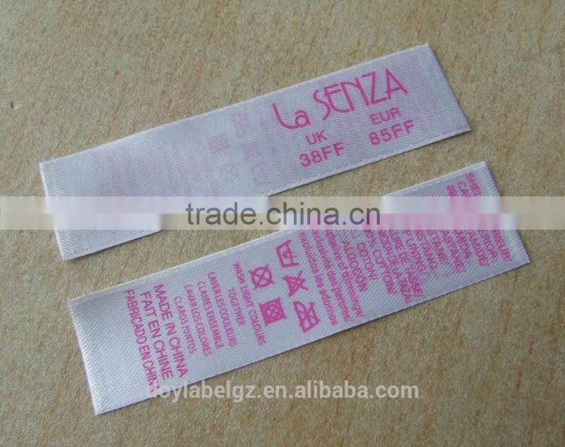 Care label satin