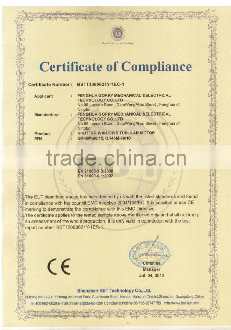 motor tubular 59M Manual series 60N for rolling door