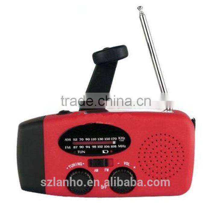 Portable Solar Power Hand Crank AM/FM Dynamo Radio+ LED Flashlight+Phone Charger