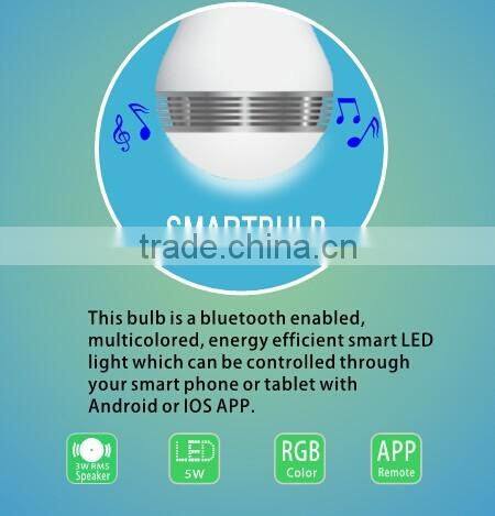 2016 RF Control Modern Style Smart Home LED Bulb Lighting 7W Multi Color Control By Wifi Phone App