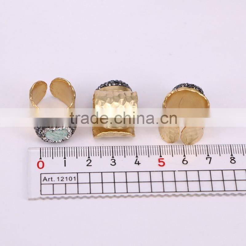 Natural Amazon Gold Plated Druzy Ring, Gold Plated Metal Brass Gemstone Druzy Ring, Fashion Stone Jewelry Druzy Stone Ring