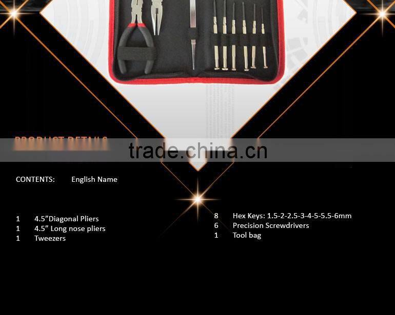 18pcs 4.5'' Plier and Hex Key Set and Precision Screwdriver Set