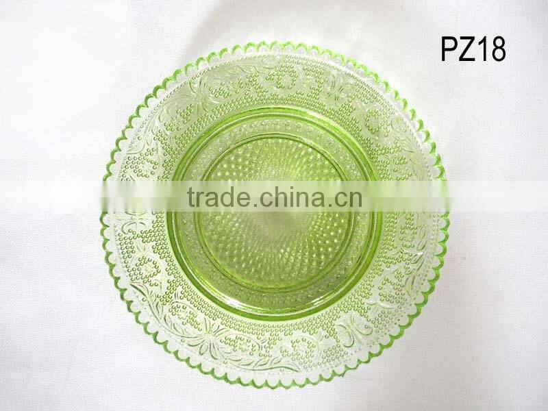 Embossed colored glass dish for wedding party