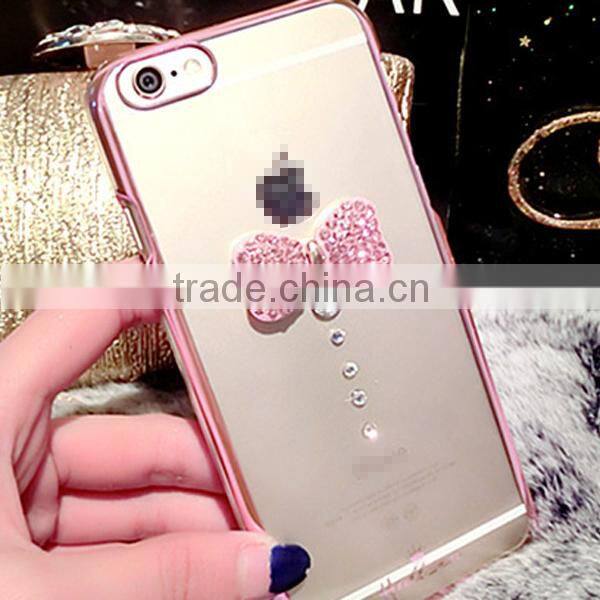 2015 New design rhinestone bowknot design mobile phone case for iphone