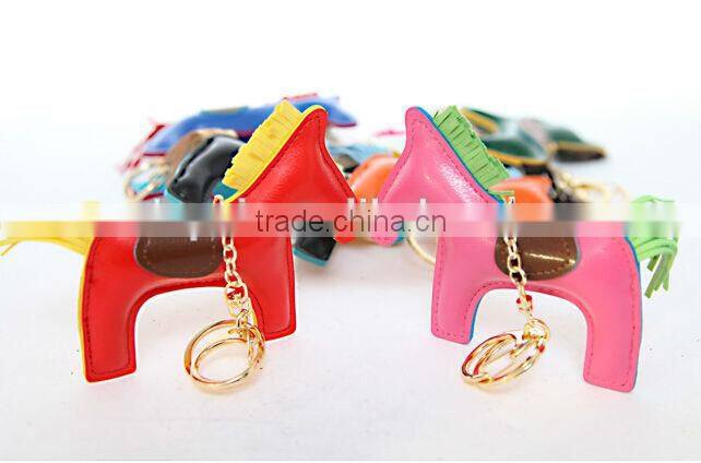 ITANLY style PU pony animals leather keychain with metal keychain keyring