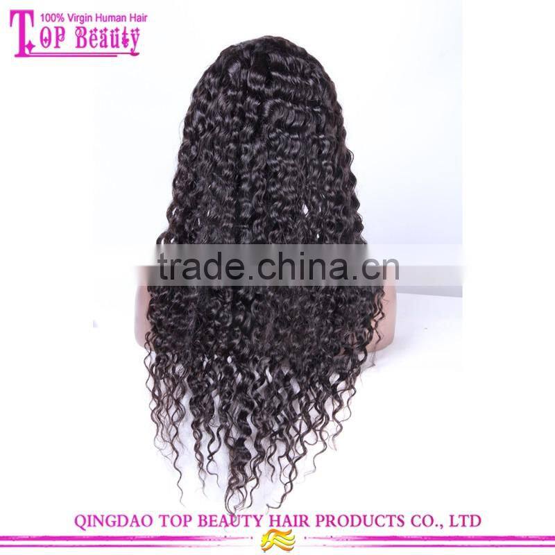Best selling high quality new design deep curly human hair full lace wig with baby hair
