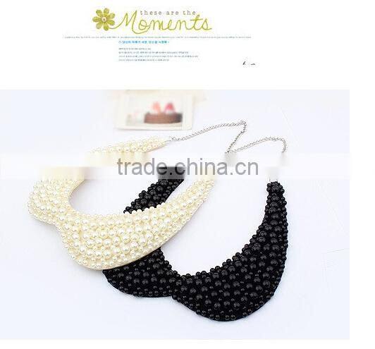 Hot Selling Black White Pearl Choker Vintage Pendant Statement Necklace Women Fashion Necklaces for Women 2014