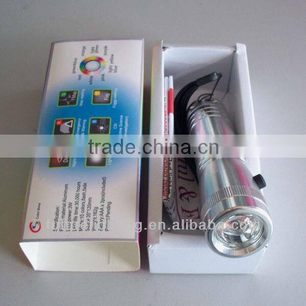 Special gift Christmas rgb changing Edison 3in1 Edison 3W RGB 10 color led flashlight