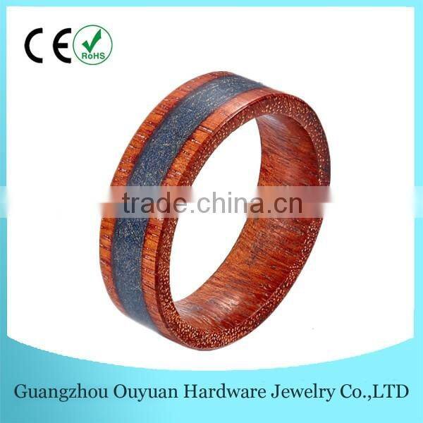 Wholesale Natural Wood Ring, Black Blue Carbon Fiber Inlay Wood Rings Men