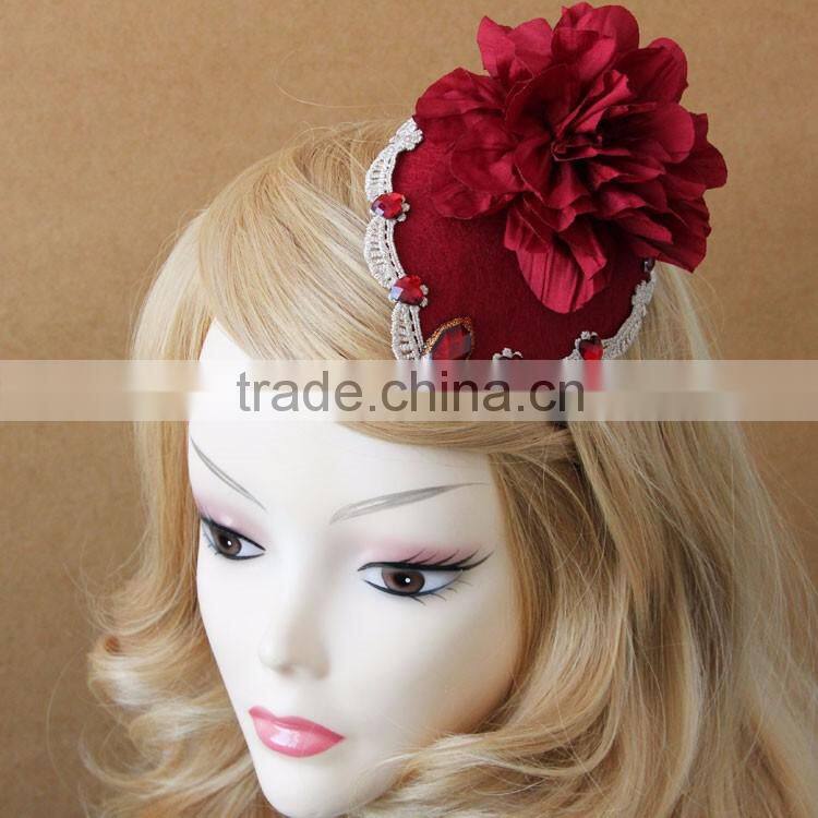 MYLOVE big red flower fascinator felt mini hat with clips