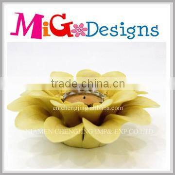 wholesale electro-plated pottery candle with flower shape