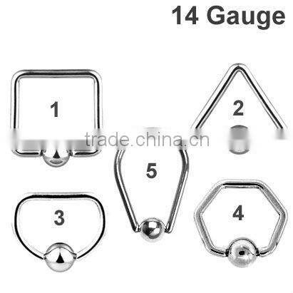 14 Gauge stainless Steel jewelry Unique Ball Closure Rings piercing