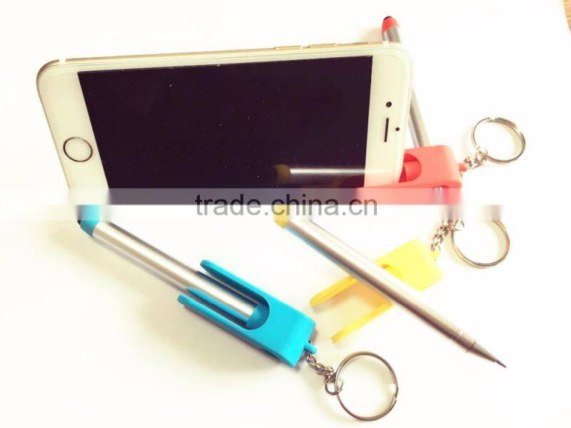 2016 Multifunctional Plastic Stylus Touch Pen/ Phone Holder Folding Ballpoint Pen