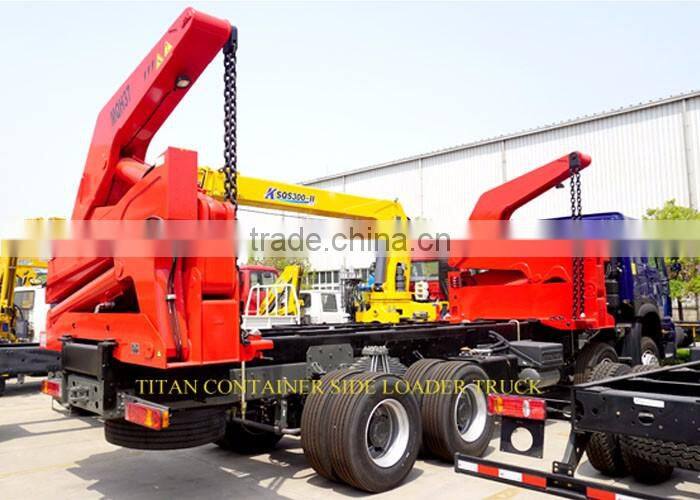 container sidelifter howo tractor truck with xcmg crane