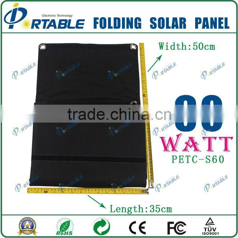 2016 Hot exquisite portable foldable cell phone charger solar panels 60W flexible solar charger