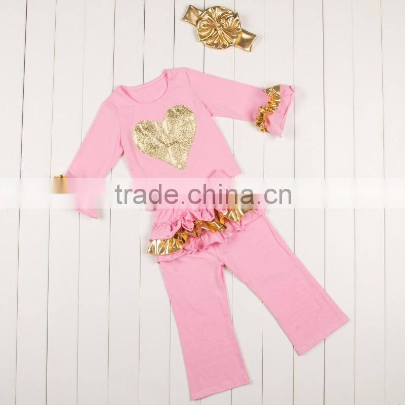 Christmas tree Children Boutique Clothing Sets Girls Christmas outfit Days Outfits Kids Clothes For Santa Sequin Gold Ruffles