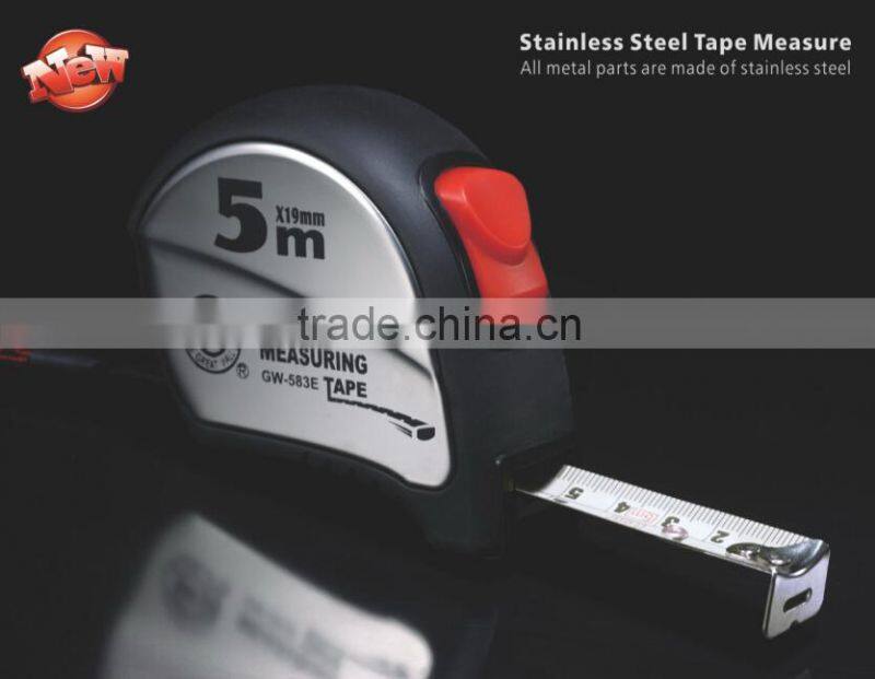 Steel tape measure with stainless steel case