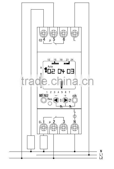 2 Channels weekly programmable digital time switch AHC812