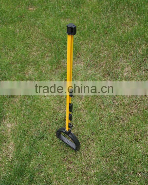 Fiber reinforced plastic tread in post for electric fence ropes and tapes