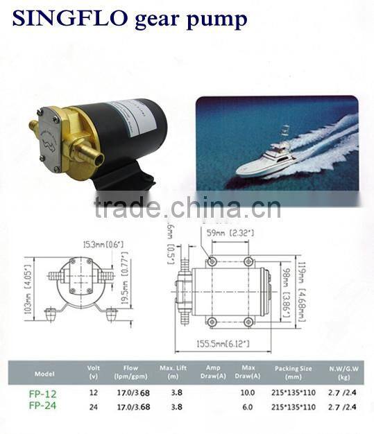 singflo 14l/min 3.8m stainless steel gear pump