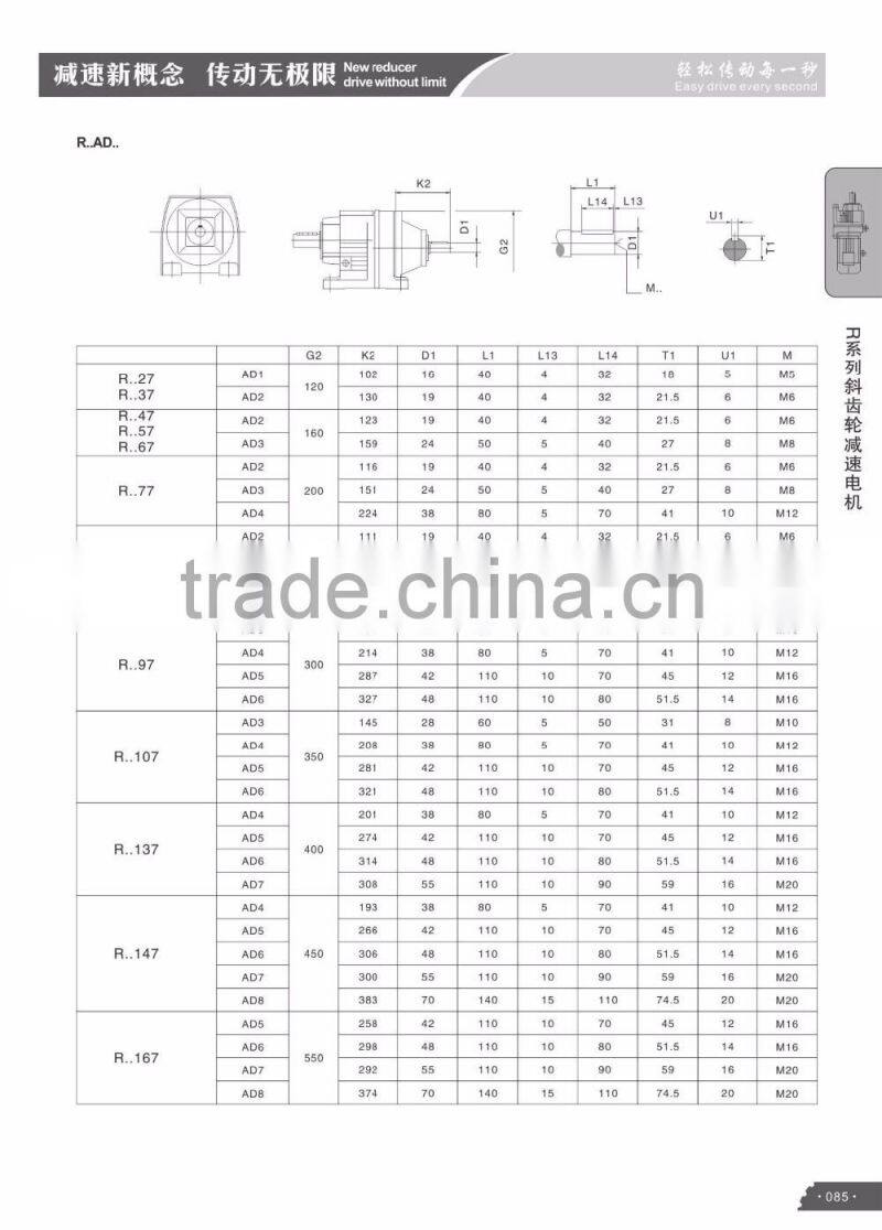 0.75kw R107 Ratio 203.16 B5 flange crane helical speed reducer with input flange