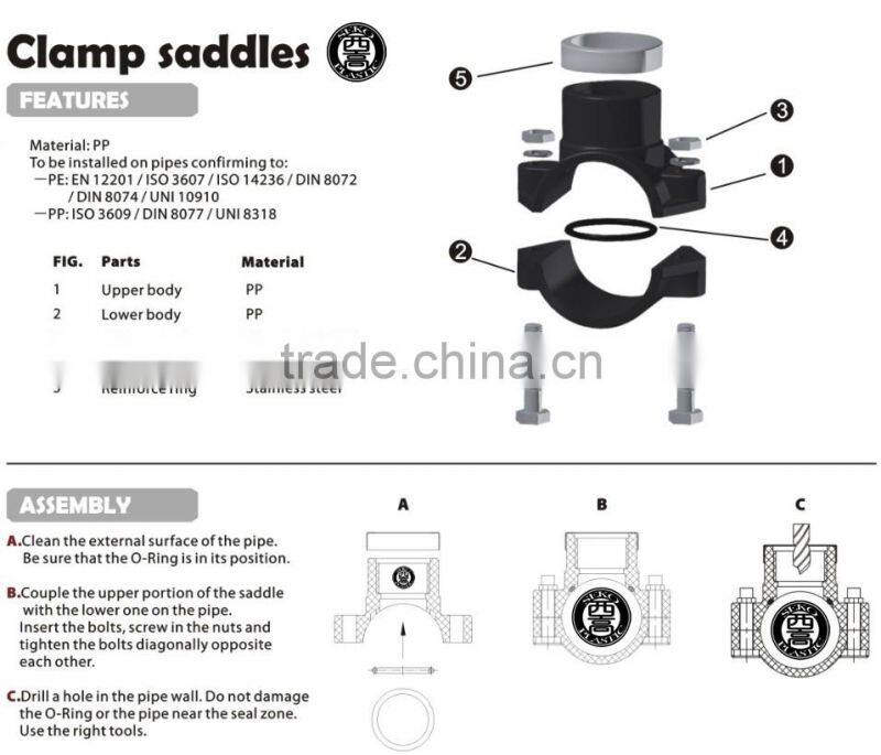 China supplier pp SADDLE compression fitting adding exit clamp saddle