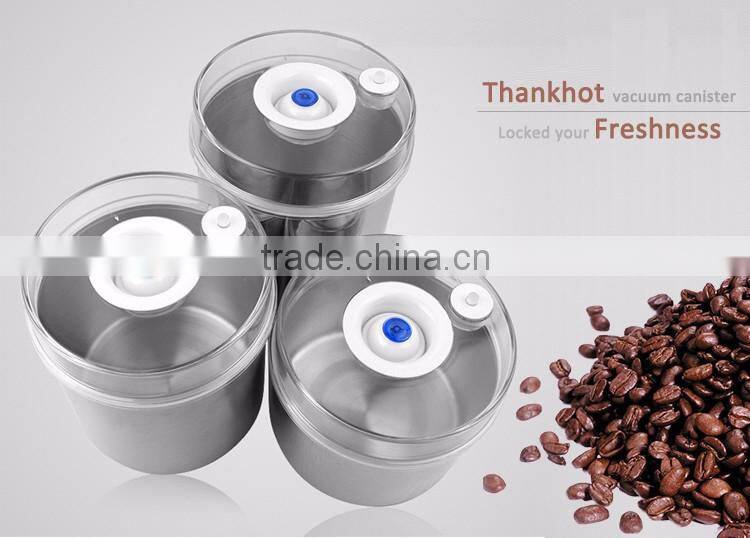 transparent pumpable vacuum metal food container