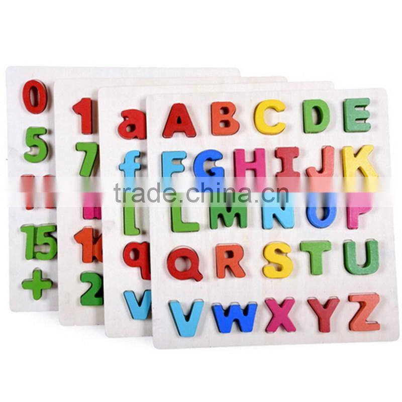 Wooden Educational toy English Alphabet digital learning puzzle wood letters figures for preschool kids