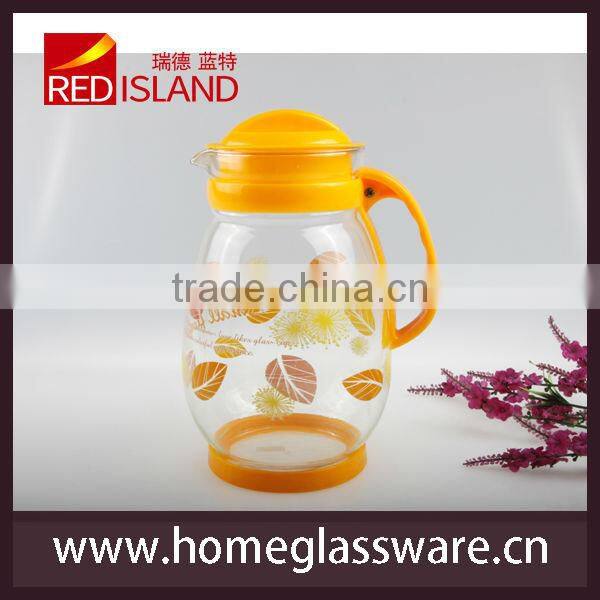 2L glass water pot with plastic handle