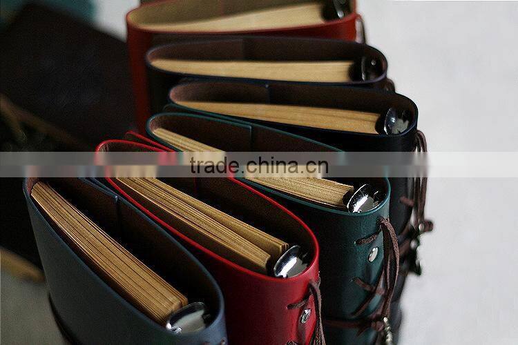 Classic Vintage 80 page kraft paper Blank spiral Loose Leaf Notebook PU Cover