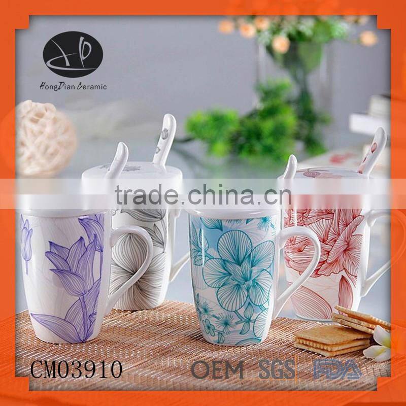 Ceramic mug with spoon,porcelain coffee cup,coffee mugs with spoon