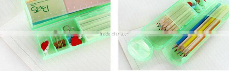 Wholesale Stock Multifunction Cylinder Shaped Portable Plastic Stationery Storage Box