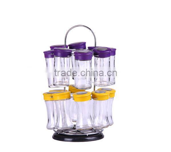 6pcs torch shaped glass spice jars with plastic lid