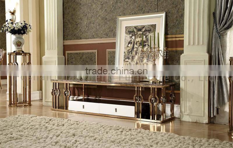 Luxury Stone Top Modern Iron TV Stand