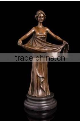 Casting bronze lady statue for garden decoration