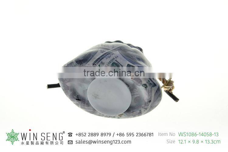 promotional gift money pattern with bag shape ceramic saving bank