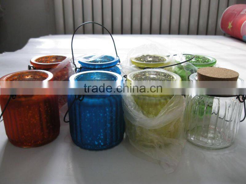 colorful glass candle holder