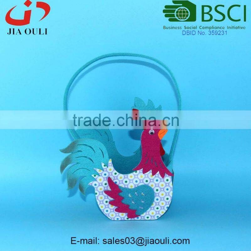 BSCI Audit factory nice non-woven fabric chicken shaped basket, felt easter basket