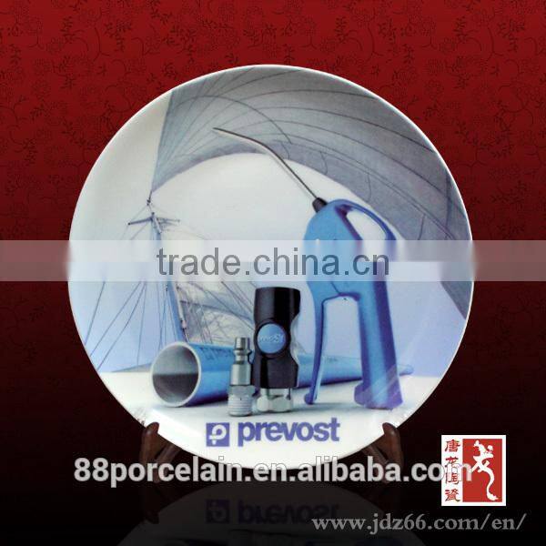 New year gift high quality handpainted ceramic logo plates for Coca Cola souvenir