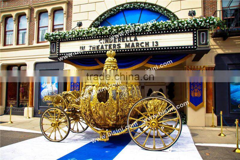 BISINI Princess Cinderella pumkin Car luxury horse saddle royal golden carriage wedding carriage(BG11-M052)