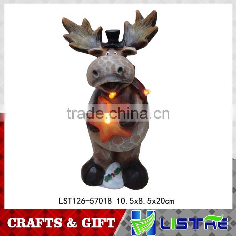 Resin Christmas Deer Figurines With Light