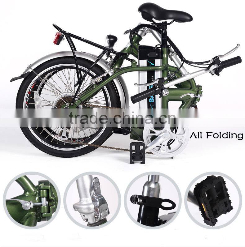 20 inch electric folding bicycle with 250w bushless hub motor