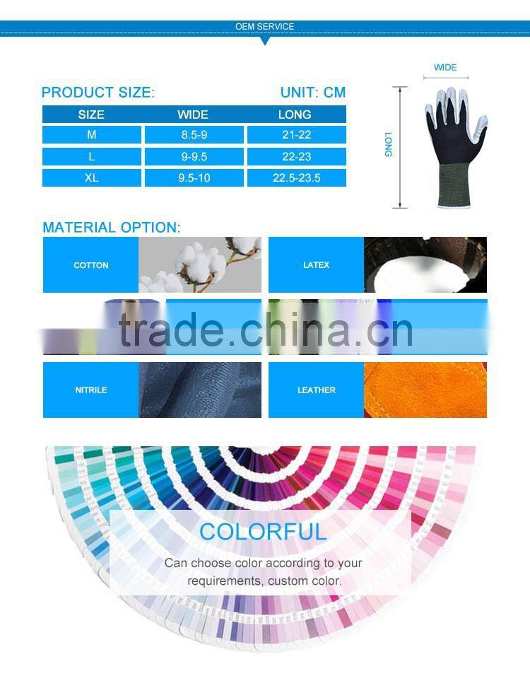 Drill cotton and PU leather garden gloves